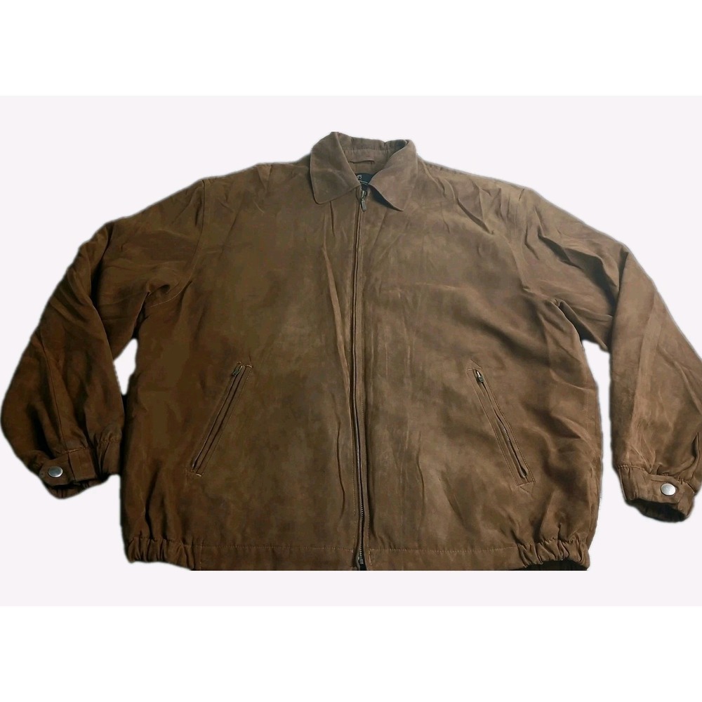 Gary‎ Player MEN'S GOLF SUEDE JACKET TAUPE FULL ZIP COLLAR Vintage  XLT #419C